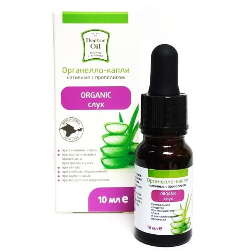 Нативное средство органелло-капли «ORGANIC-Слух» с прополисом ™Doctor Oil