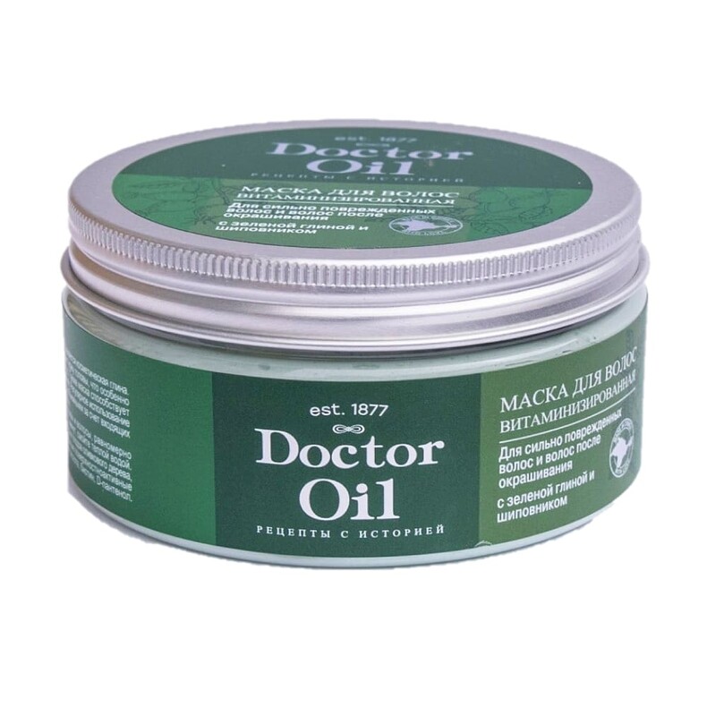 Маска для волос «Витаминизированная» с зеленой глиной и шиповником™Doctor Oil